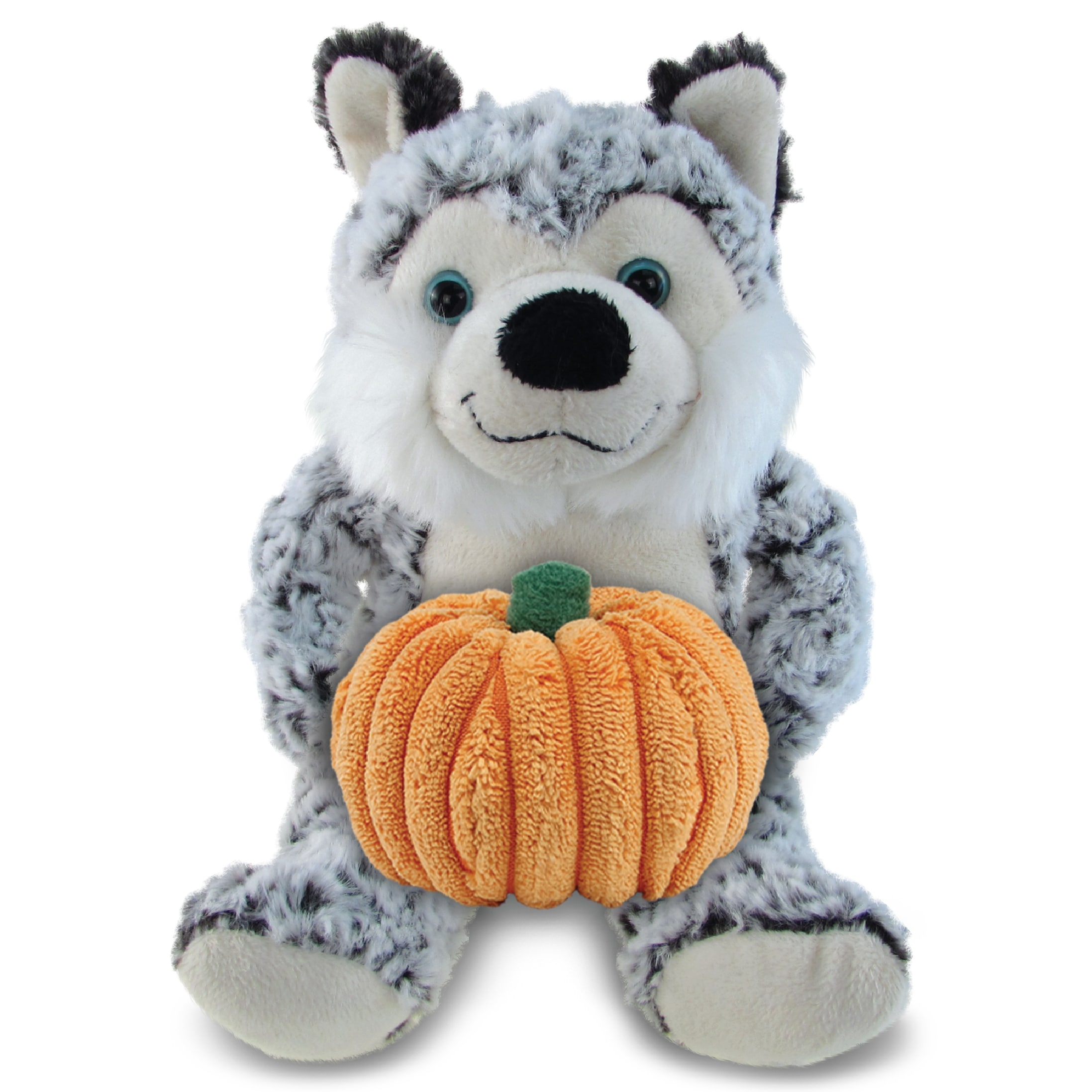 DolliBu Soft Sitting Husky Dog Stuffed Animal with Pumpkin Plush Decor 9 inches Bed Bath Beyond 41549627
