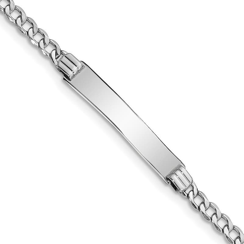 Curata 5mm 14k White Gold Engravable Polished ID With Semi solid Miami Curb Bracelet