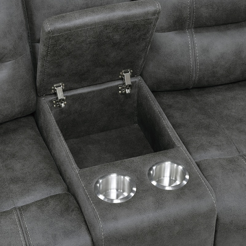 Fremont & Park Gerald 76.5" Microfiber Manual Double Reclining Loveseat with Console
