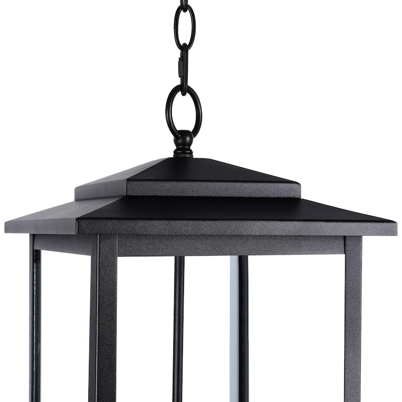 3-Light Transitional Outdoor Hanging Pendant Lantern with Clear Glass