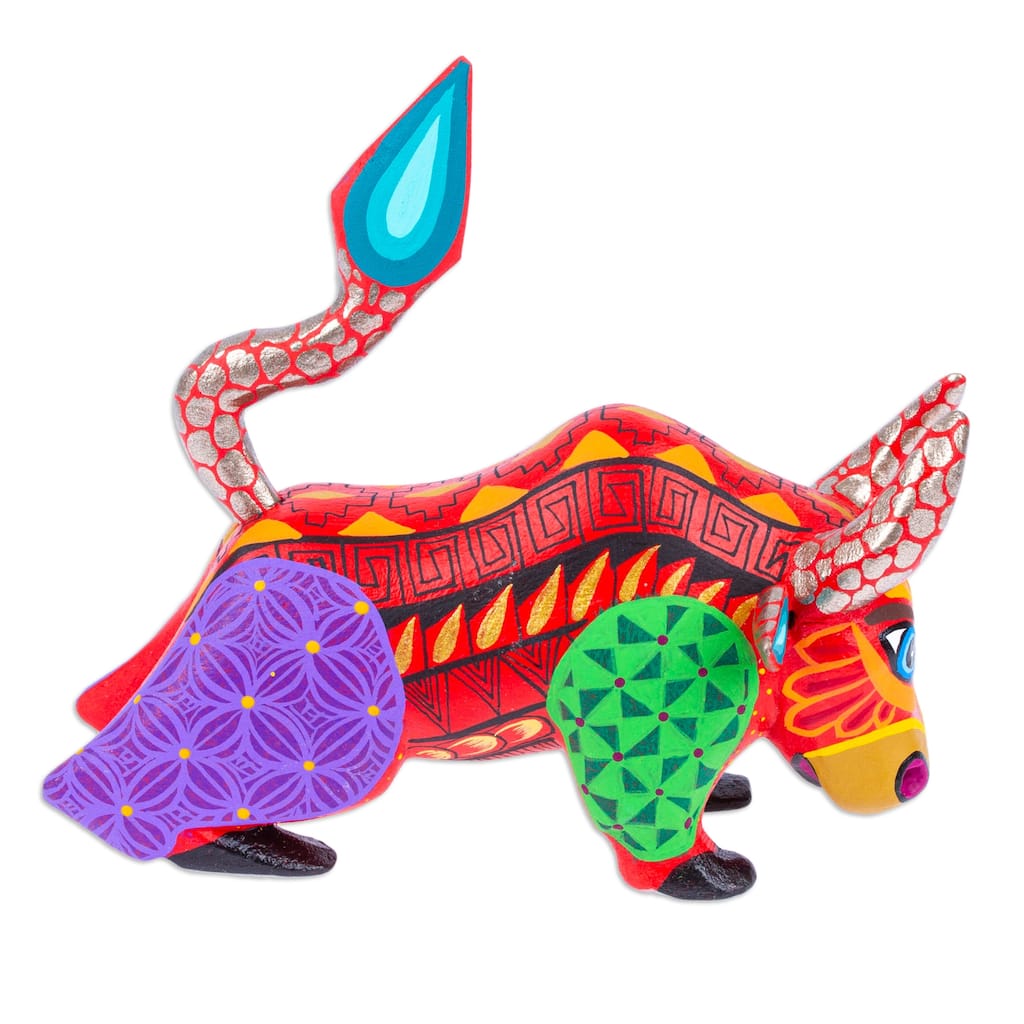 Novica Handmade Modern Bull Wood Alebrije Figurine