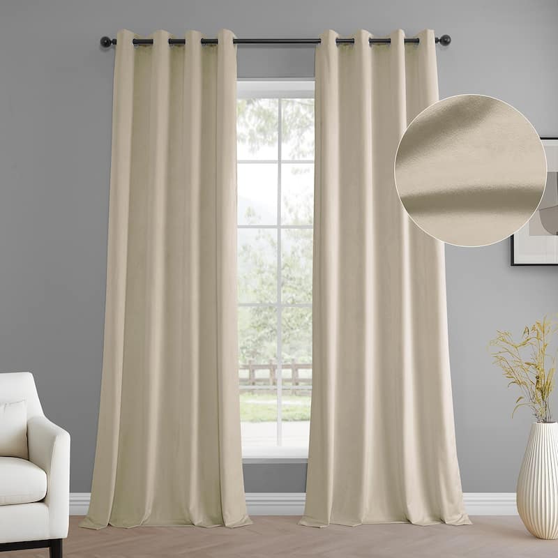 Exclusive Fabrics Simply Velvet Grommet Room Darkening Curtains for Bedroom & Living Room Curtains Pair (2 Panels))