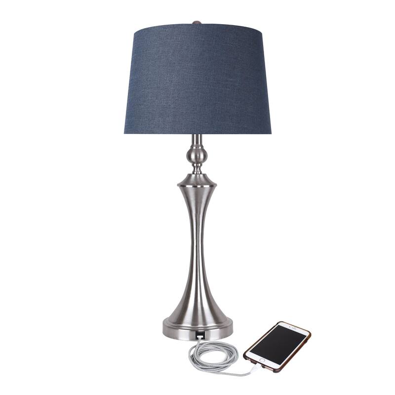 Flint 30.75" Metal Table Lamp with USB (Set of 2)