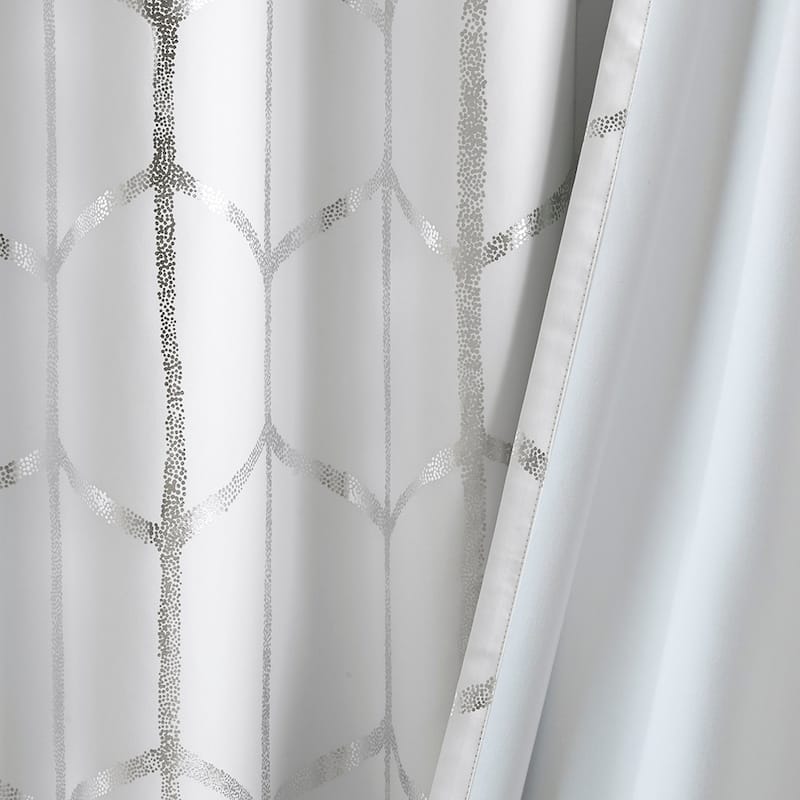 Total Blackout Metallic Print Grommet Top Curtain Panel