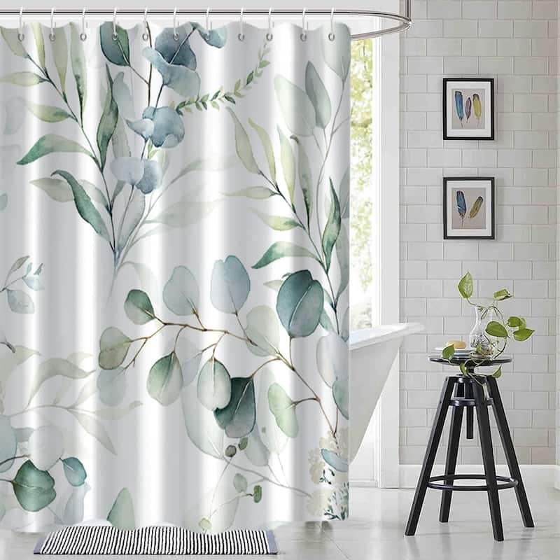 Sage Green Eucalyptus Shower Curtain, 72x72 Inch, Botanical Design