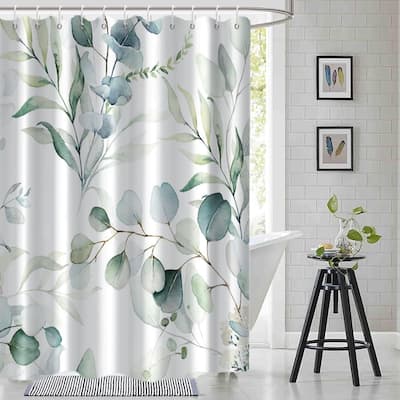 Sage Green Eucalyptus Shower Curtain, 72x72 Inch, Botanical Design