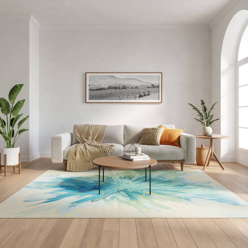 Nourison Color Splash Indoor/Outdoor Blue Abstract Area Rug