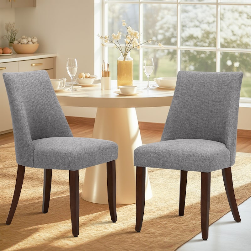 RENEWLINE Contemporary Dining Chair（Set of 2/4/6 - Upholstered Backrest & Wood Frame - Set of 2 - Light Grey