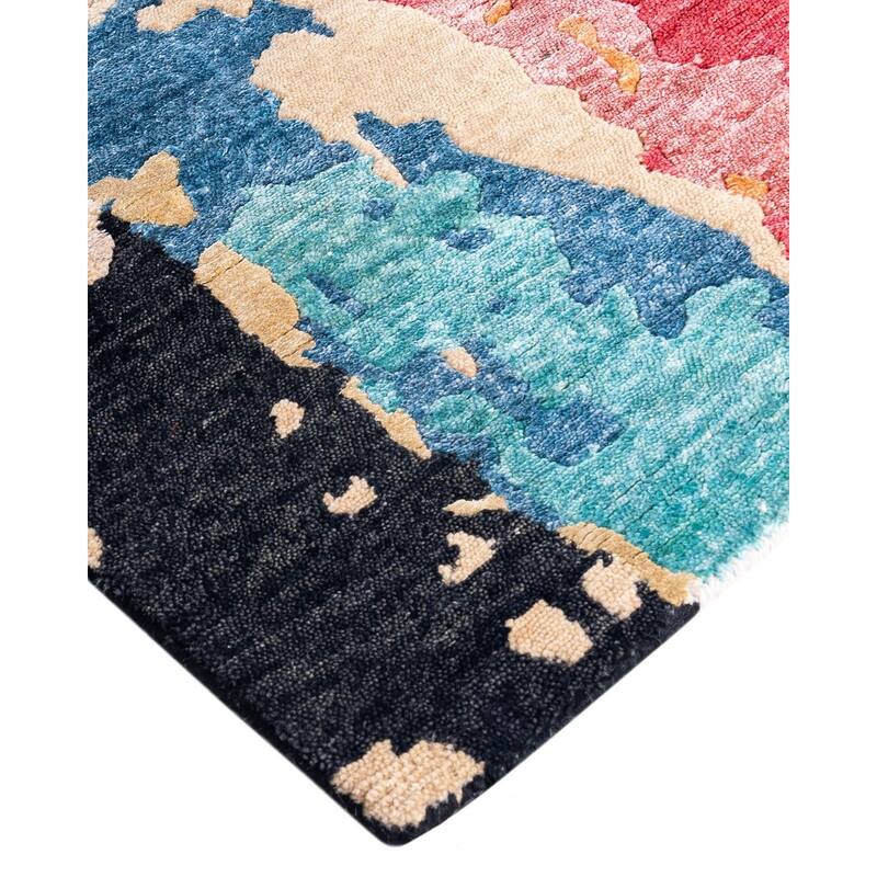 Modern One-of-a-Kind Hand-Knotted Area Rug - Brown, 8' 0" x 9' 10" - 8' 0" x 9' 10"