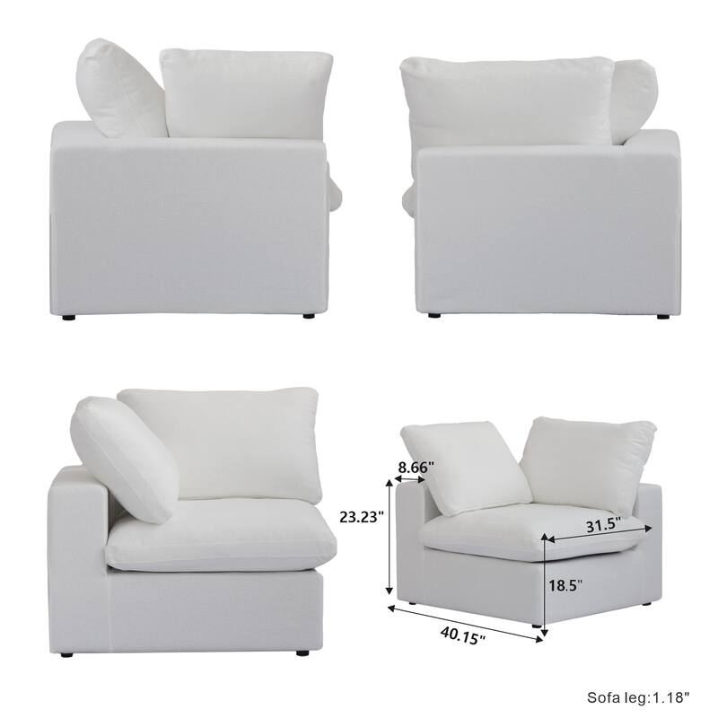 Convertible Modular Sectional Sofa, 5 Seater Corner Sofa with Pillows, 2 x 120.45 Minimalist Sofa Couch for Living Room
