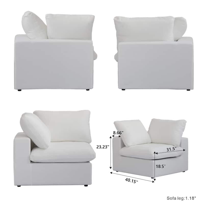 L-shape Linen Upholstered Sofa Multiple Cushions Sectional Couch