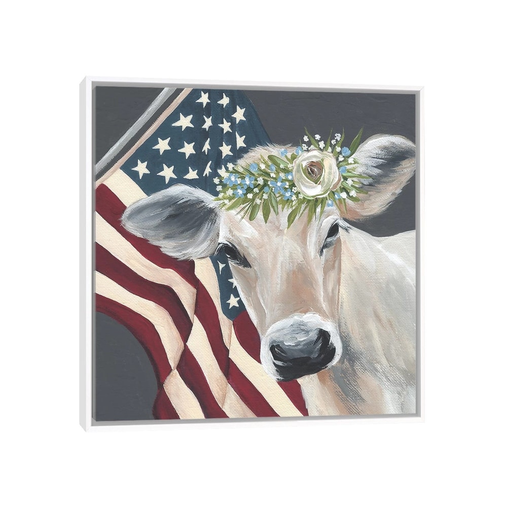 iCanvas "Patriotic Cow" by Michele Norman Framed Canvas Print