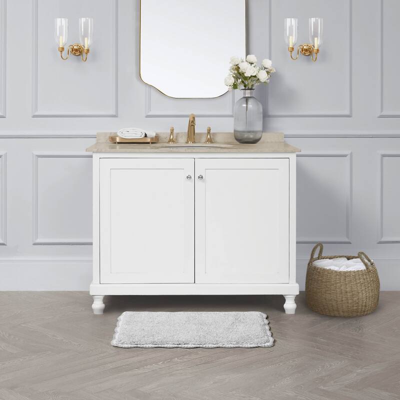 Laura Ashley Heathered Crochet Border Bath Rug