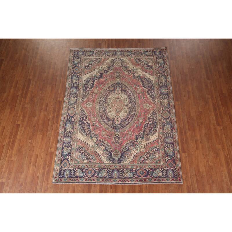 Tabriz Persian Vintage Area Rug Handmade Wool Carpet - 6'9"x 9'4"
