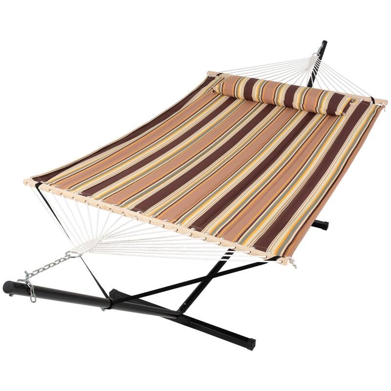 Outdoor Portable Double Hammock with Stand&Pillow Max 475 lbs Capacity