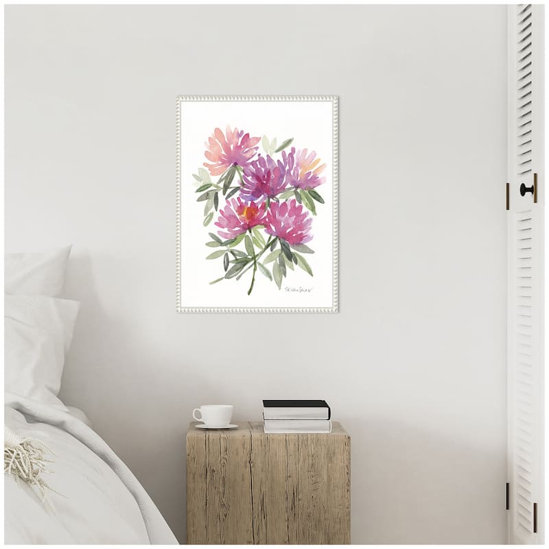 Kate and Laurel Sylvie Abstract Watercolor Pink Floral Framed Canvas by Patricia Shaw
