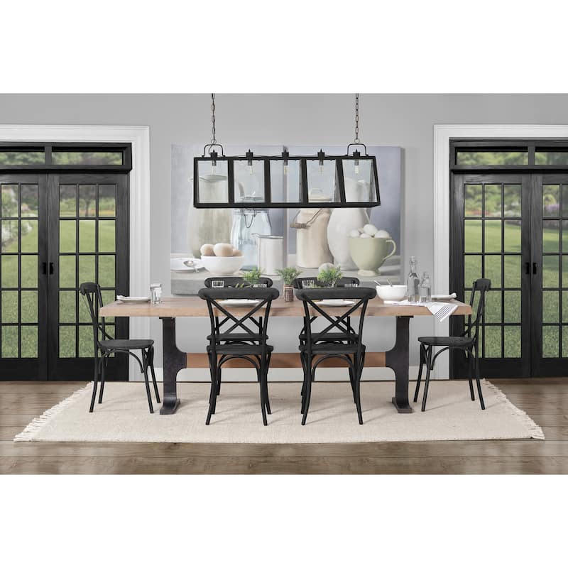 Araxi Brown Solid Wood Top With Black Iron Frame 95" Dining Table