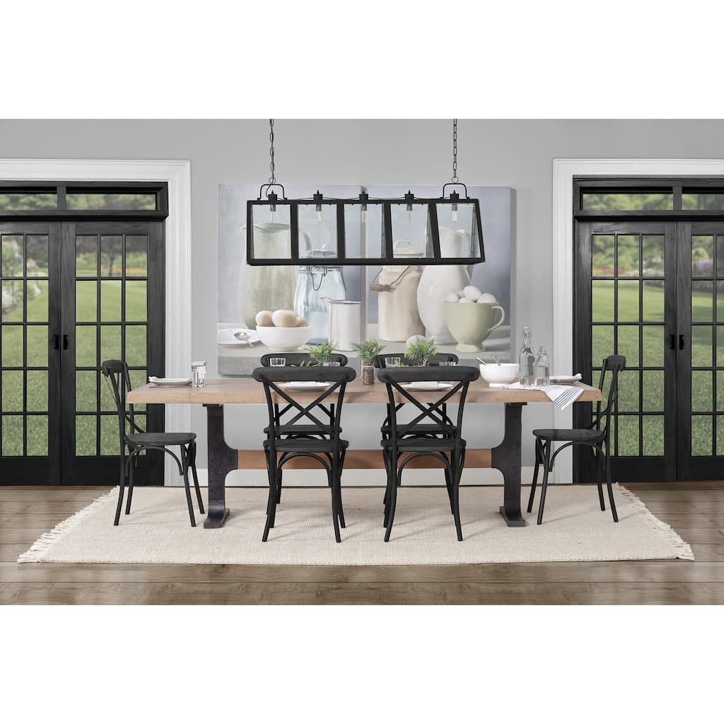 Araxi Brown Solid Wood Top With Black Iron Frame 95" Dining Table