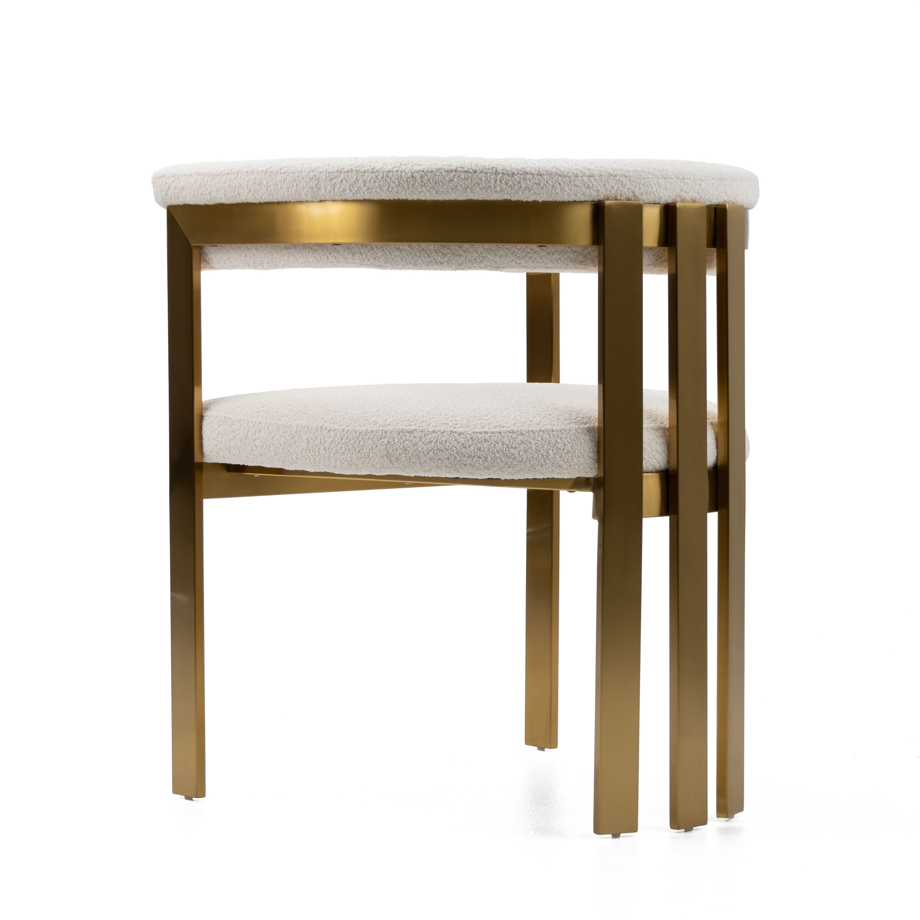 Modrest Pontiac Beige Sherpa & Gold Dining Chair