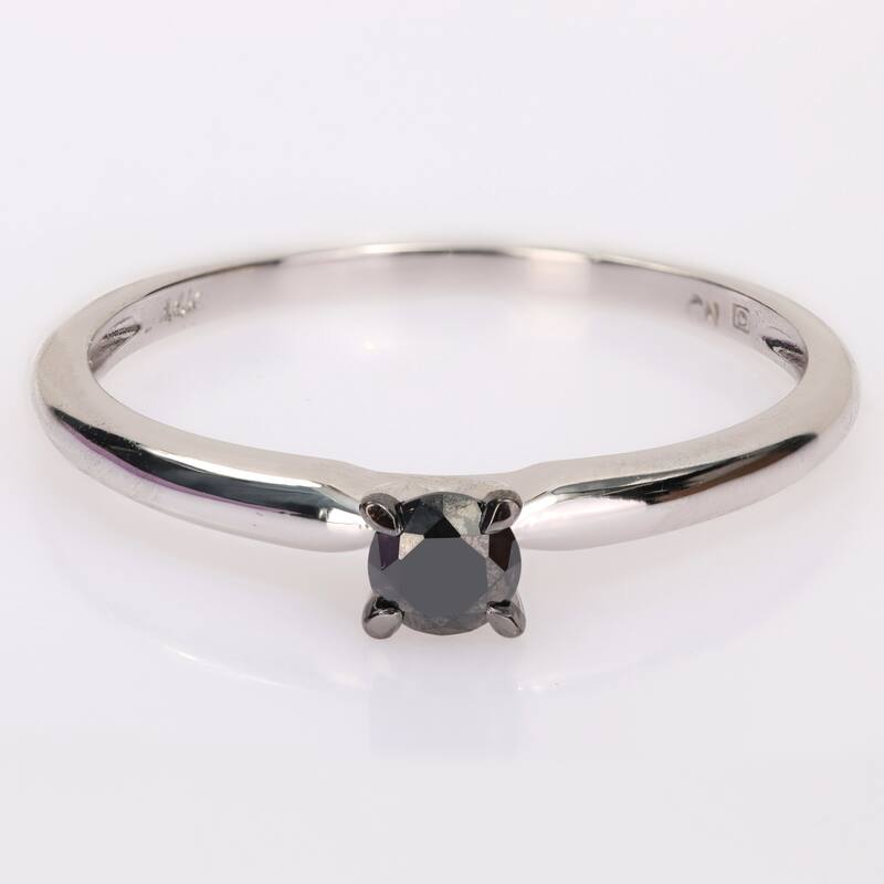 Miadora 1/4ct TDW Black Diamond Solitaire Engagement Ring in 14k White Gold