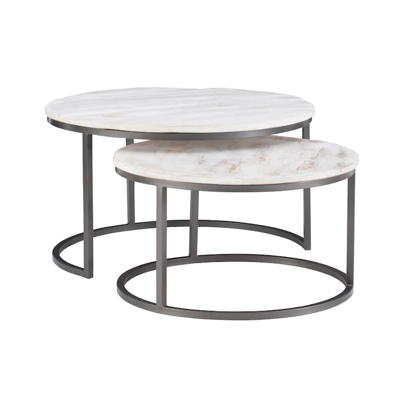 Linon Waverly Nesting Coffee Table (Set of 2) - Whitewash