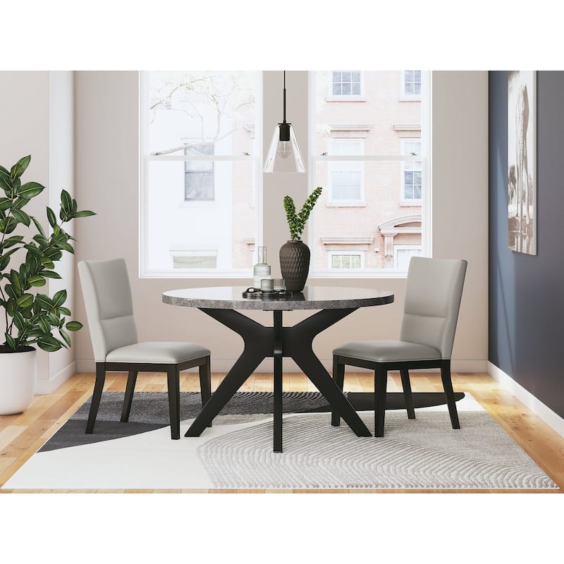 Signature Design by Ashley Glinari Gray/Black Round Dining Table - 48"W x 48"D x 30"H