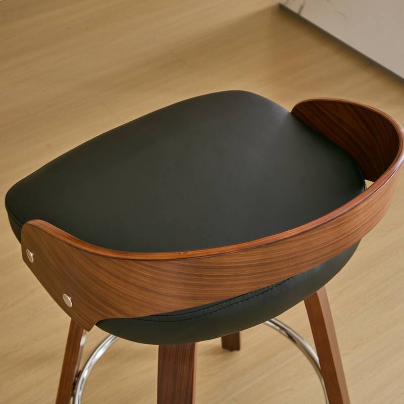 Modern Swivel Bar Stools Set of 2 with Footrest - 25 Inch Seat Height