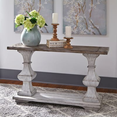 Sedona Heavy Distressed White with Gravel Sofa Table