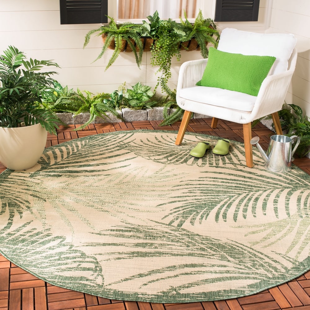 SAFAVIEH Courtyard Nott Tropical Indoor/ Outdoor Waterproof Patio Backyard Rug