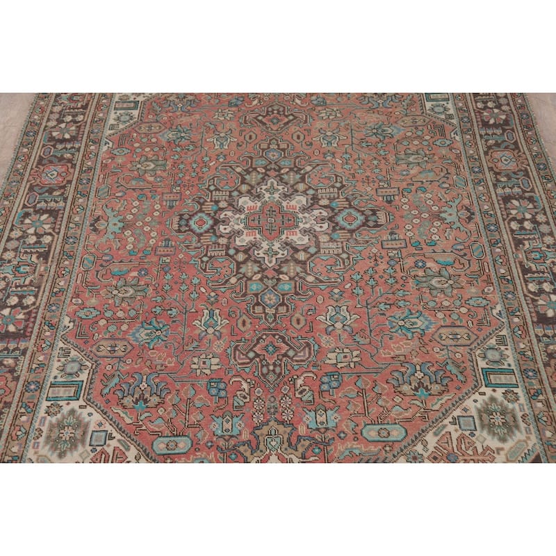 Pink Tabriz Persian Area Rug Hand-Knotted Wool Carpet - 6'8" x 9'9"