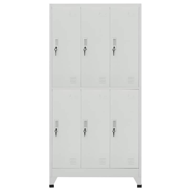 Nova Locker Cabinet, 6 Storage Compartments, Gray Steel, 71 Inch