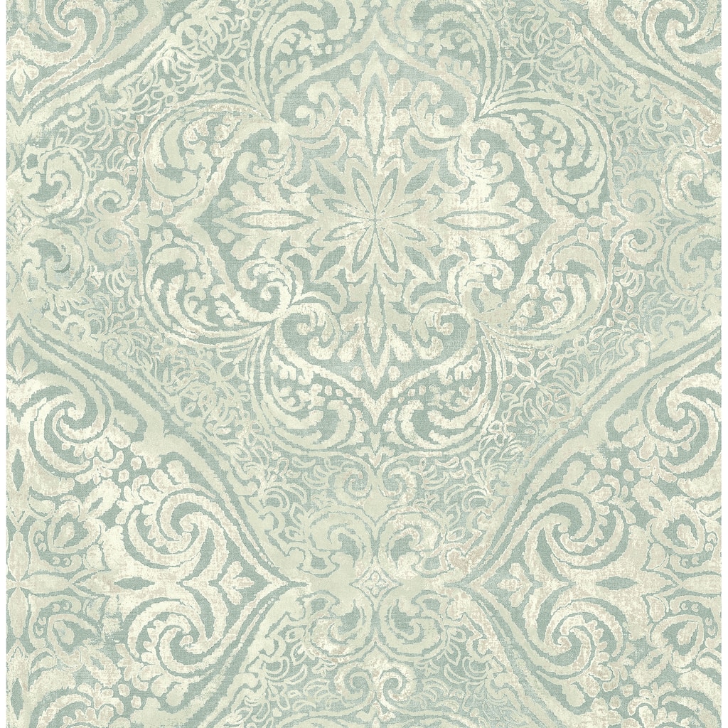 Seabrook Designs Palladium Damask Unpasted Wallpaper