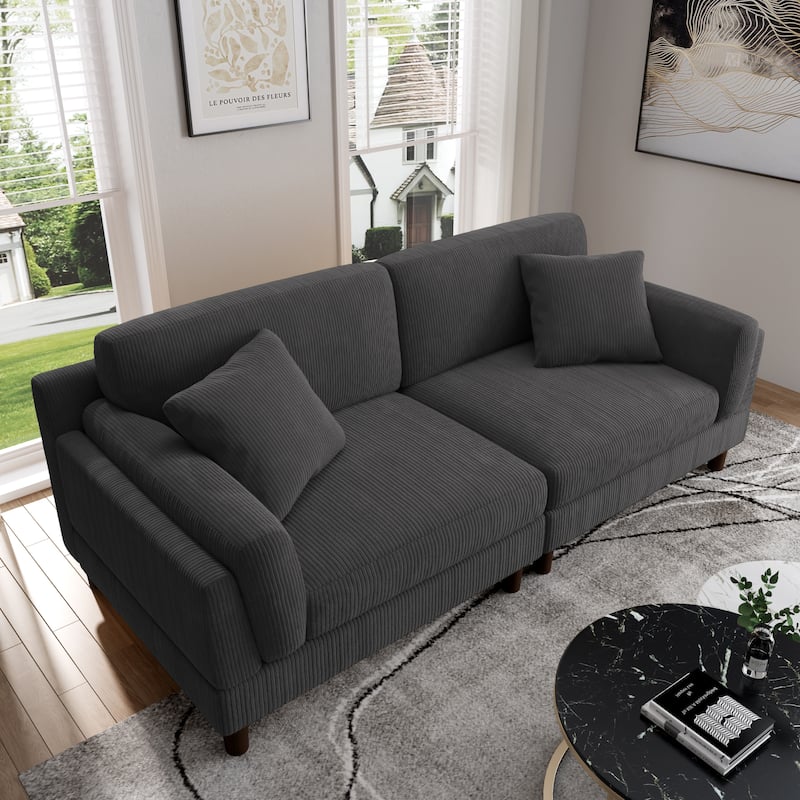 90" Corduroy Sectional Sofa Lounge Sleeper Sofa