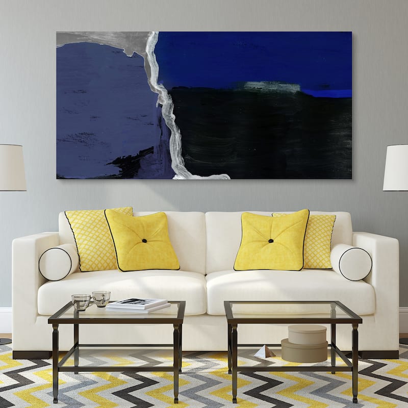 "Cobalt Abstract 2B" Frameless Free Floating Tempered Glass Panel Graphic Wall Art