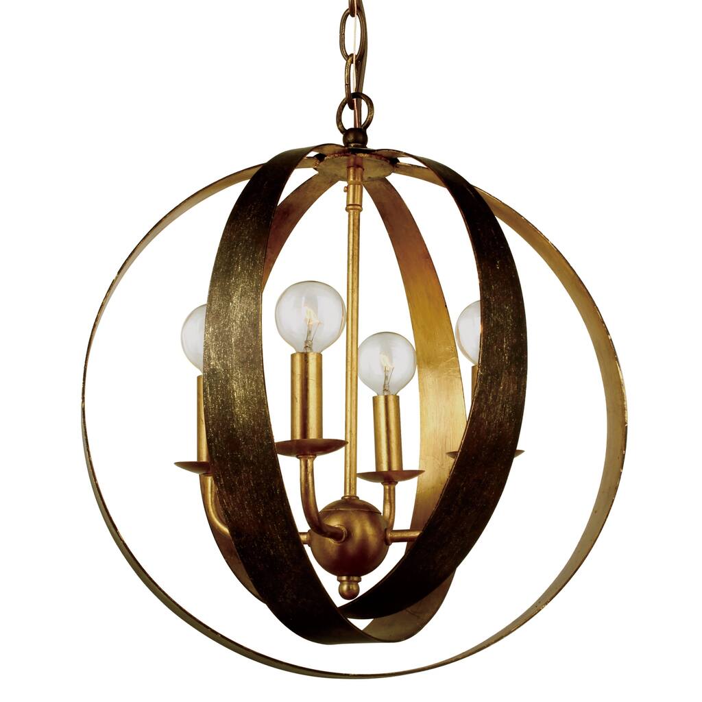 Timeless Home Four Light Mini Chandelier Luna English Bronze / Antique Gold - Exact Size