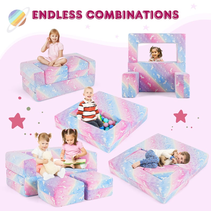 Gymax 3-in-1 Baby Fold out Sofa w/ Removable & Machine Washable