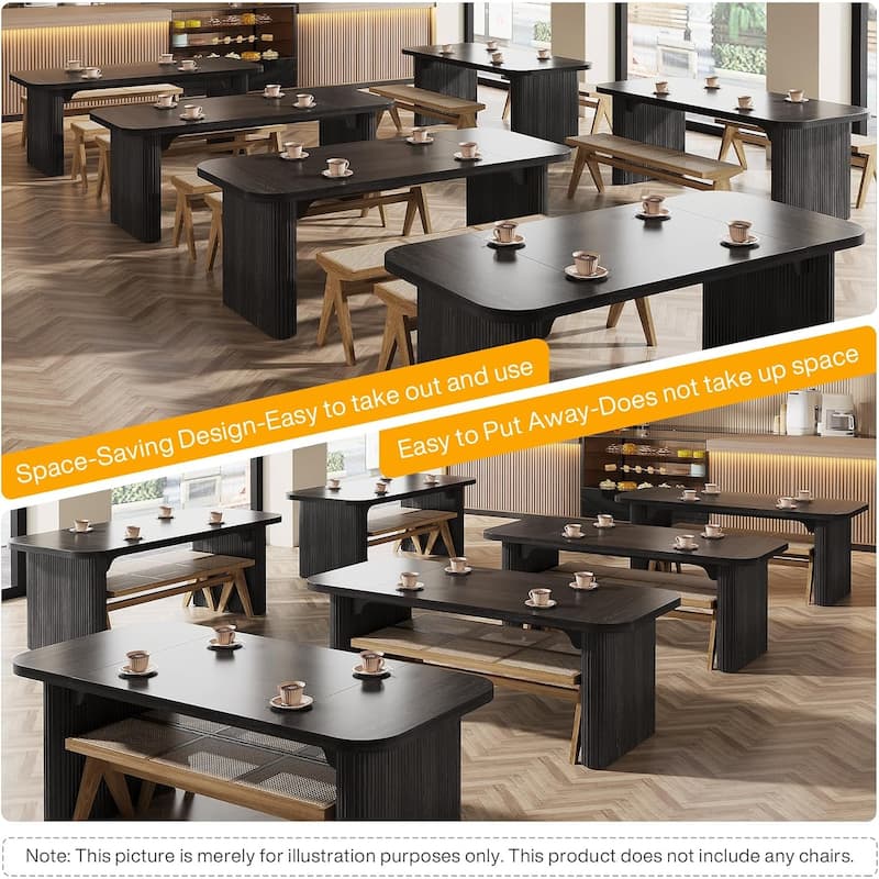 62-Inch Wood Dining Table for 4-6 People Modern Rectangular Kitchen Table for Dining Room Living Room