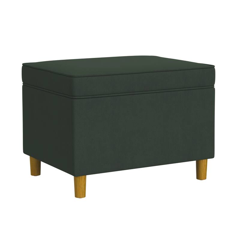 Fero Storage Ottoman, 24in Rectangular Hinged Lid, Forest Green Velvet
