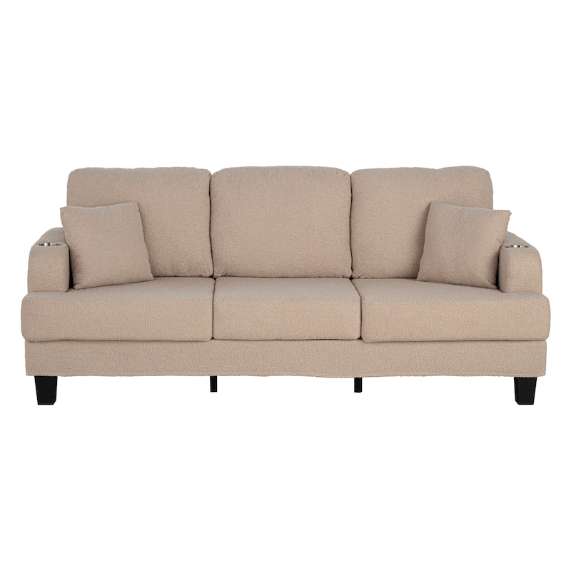 Modern Beige 3-piece Sectional Sofa Set with Loveseat and Storage Ottoman