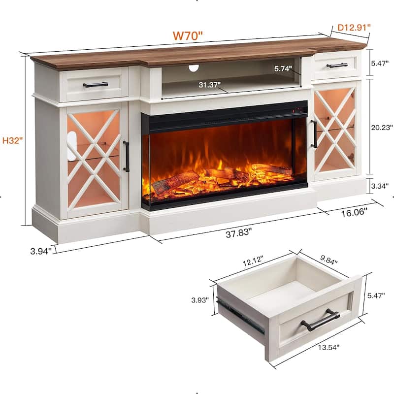 Fireplace TV Stand for 80 Inch TV, Entertainment Center,Media Console