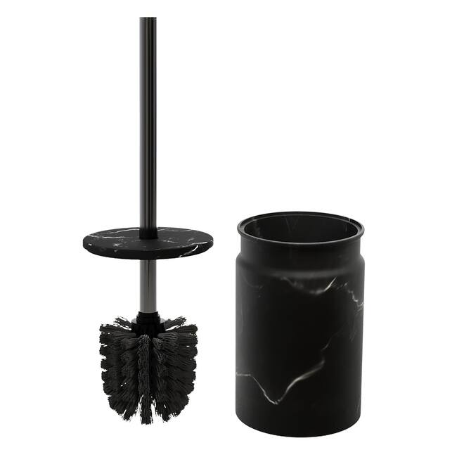 Creative Scents Toilet Brush and Holder Set (Marble Look) - Black