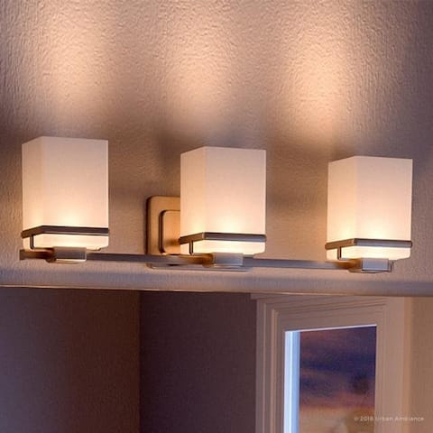Luxury Transitional Bathroom Vanity Light, 6.5"H x 22.125"W, with Craftsman Style, Brushed Nickel Finish by Urban Ambiance