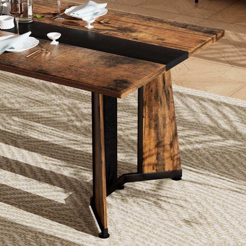 70.9"Rectangular Large Dining Table, Waterproof Large Desk for 8 People, Deluxe Family Dining Table with Adjustable Legs