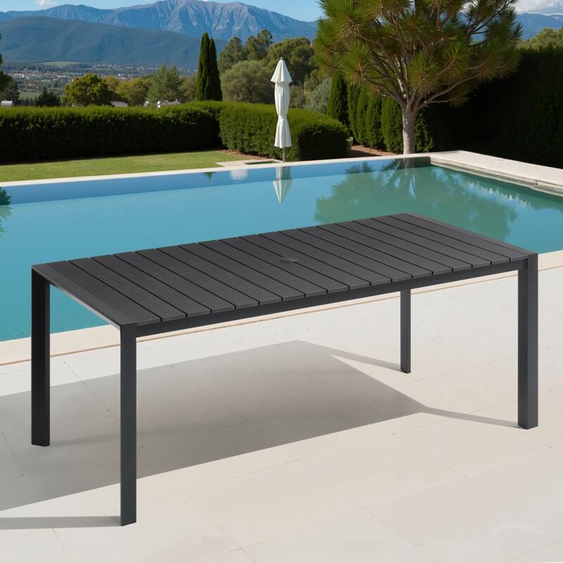 VredHom Premium Outdoor Patio Aluminum Dining Table with Umbrella Hole