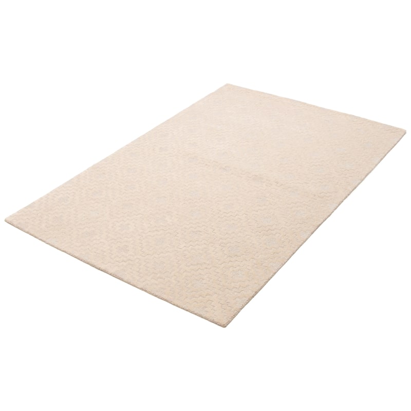 ECARPETGALLERY Hand Tufted Timeless Khaki Wool Rug - 5'0 x 7'7