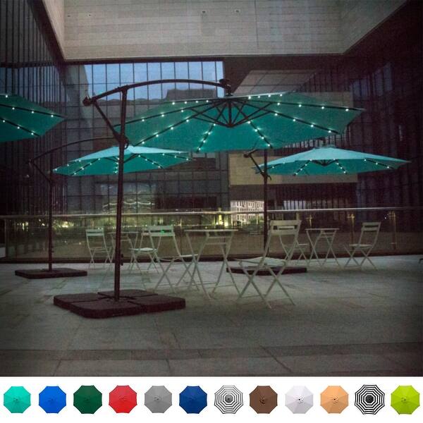 slide 1 of 39, 10 Ft. Solar Power Lighted Patio Umbrella with Base Stand
