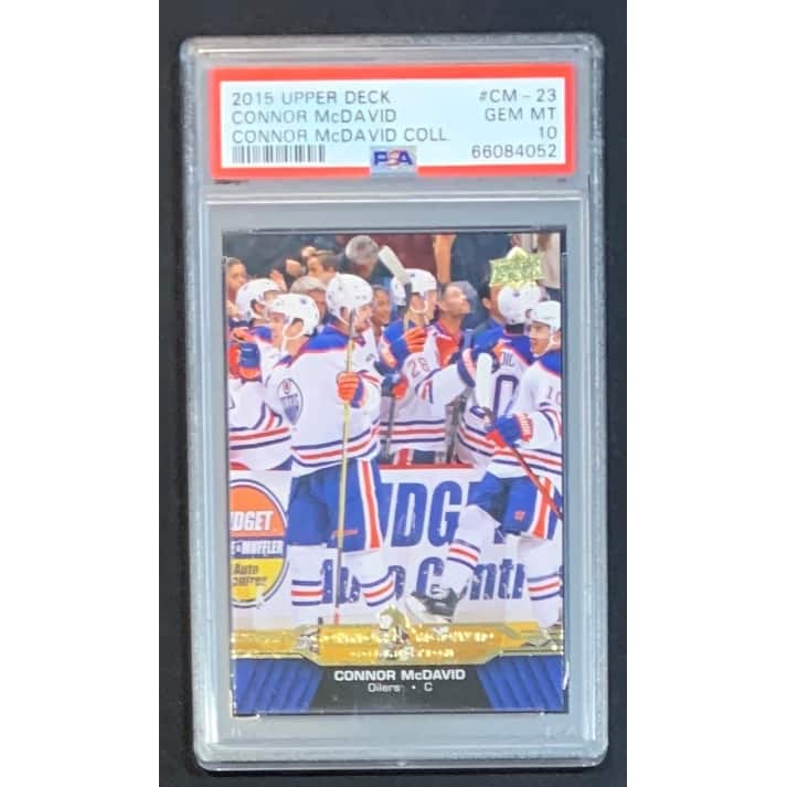 Connor McDavid 2015 Upper Deck Hockey Rookie Card RC #CM-23 Graded PSA 10 - 8'6" x 11'6"