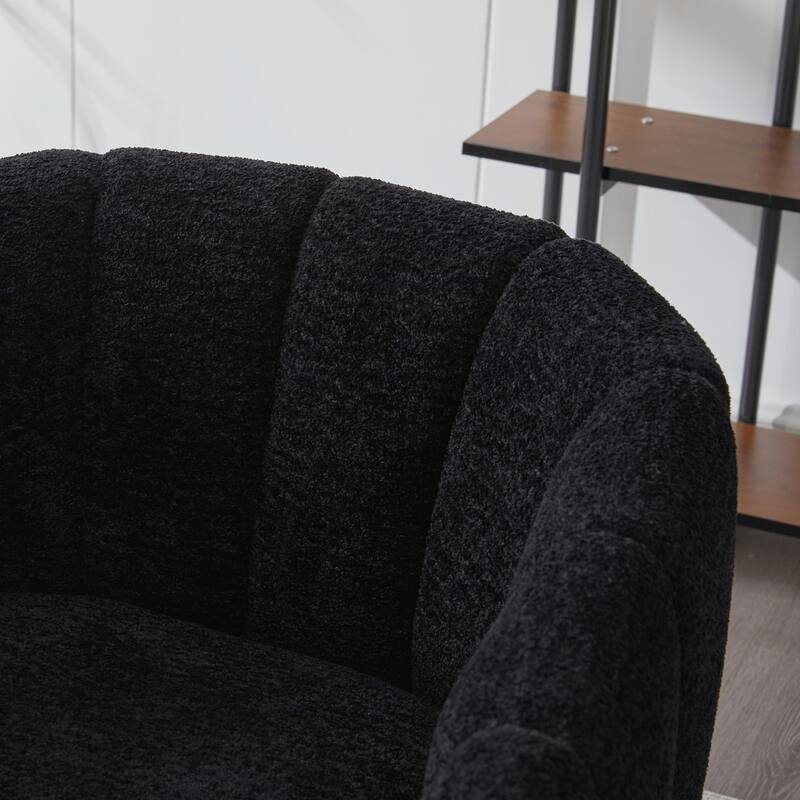 Modern Upholstered Vanity Barrel Accent Chair with Metal Legs, Lounge Chair Single Sofa Round Leisure Armchair