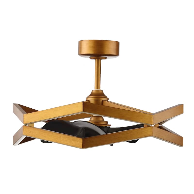 31" Antique Brass Geometric Dimmable Fandelier Caged Ceiling Fan with Light and Remote