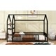 preview thumbnail 6 of 13, Black Twin Size Metal House Bed with Fence & Storage Shelves